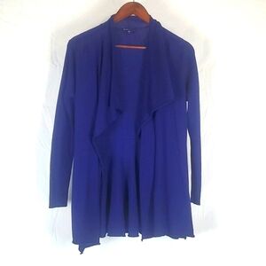 Eileen Fisher‎ Blue Cascade Shawl Neck Merino Wool Cardigan